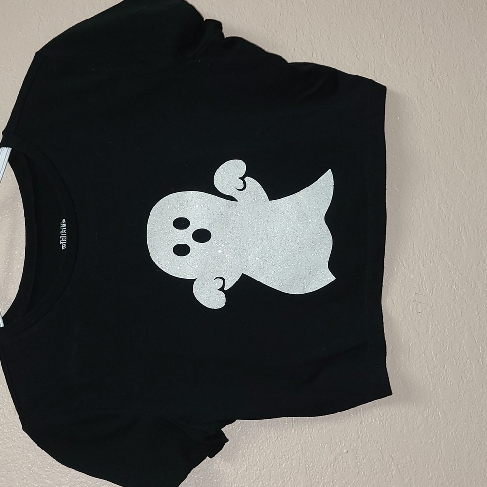 Black Glitter Ghost 👻 Crop Top